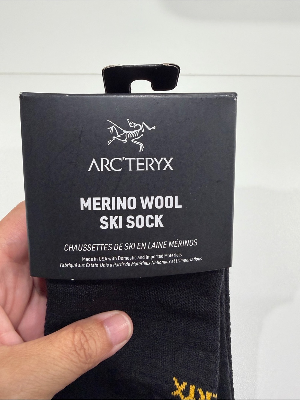 Arc’teryx Men's Large Merino Wool Ski Sock Black NWT Snow Snowboard Cushion - Picture 5 of 11